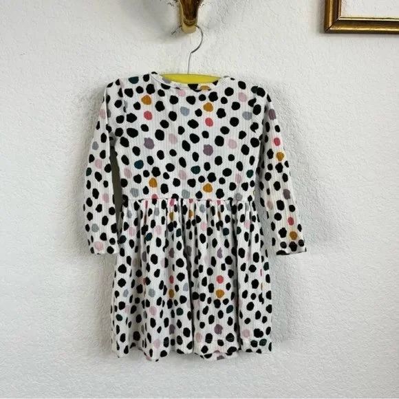 Hanna Andersson Rainbow Ribbed Dotted Abstract Painters Long Sleeve Dress - Picture 5 of 6